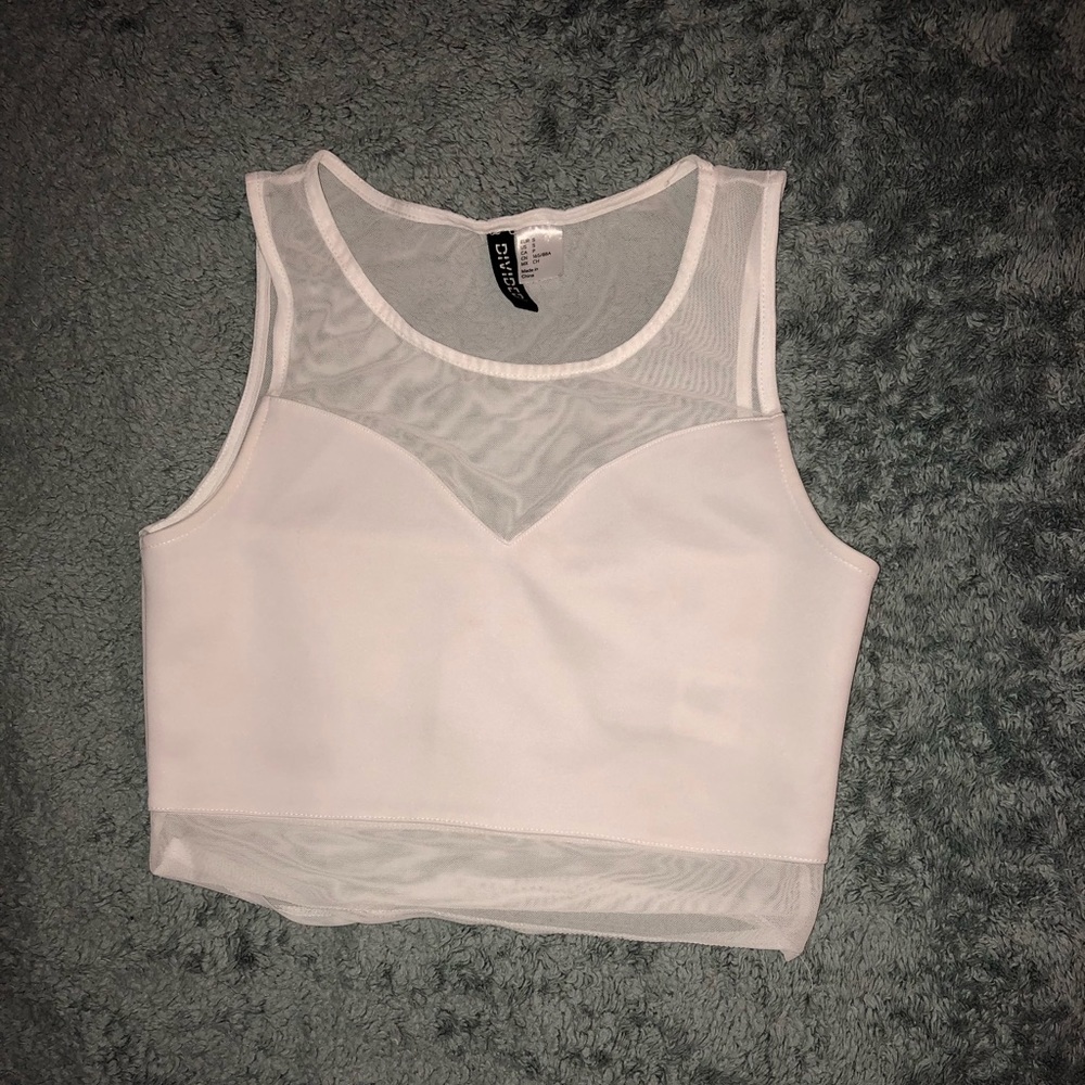 White sheer crop top